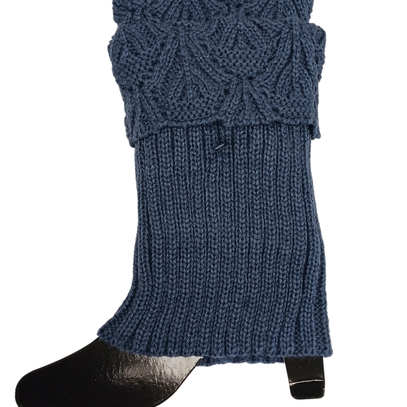 Cozy Blue Knit Leg Warmers - Picture 1 of 1